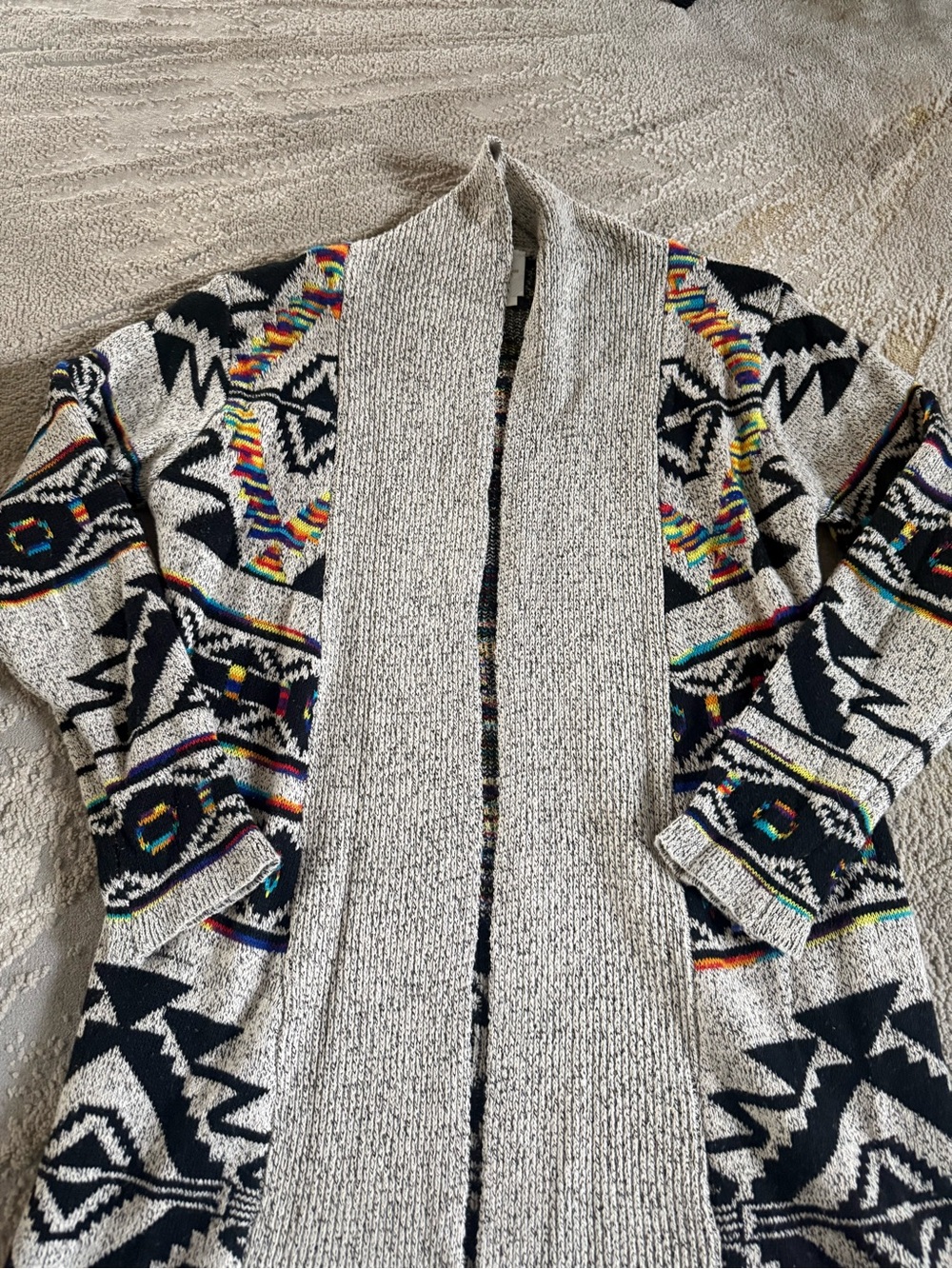 Northern Angel Aztec Long Cardigan sweater open front longline western small - Picture 9 of 12